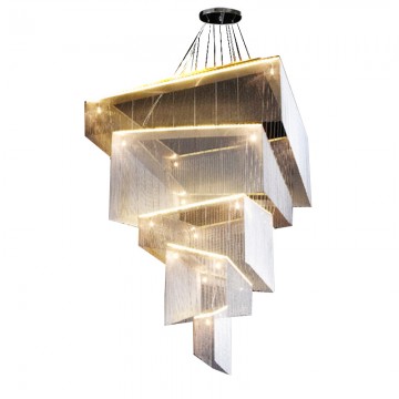 BRAXTON CASCADING 5-TIER STAINLESS STEEL LINKS MODERN LED CHANDELIER (GOLD/ SILVER/ COPPER)