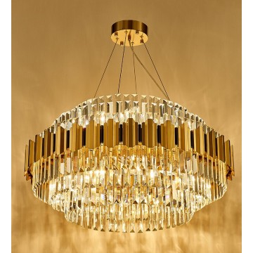 GABRIELLA FRENCH COLONIAL LUXE LIVING HANGING GOLD CRYSTAL CHANDELIER (ROUND/ RECTANGULAR)