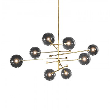 MOLEC HIGH LUXE HIGH CLARITY CLEAR GLASS BALL SUSPENDED ROD PENDANT (GOLD/ BLACK)