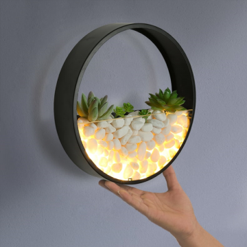 BAYEUX CREATIVE GREENERY WITH WHITE PEBBLES WALL LAMP