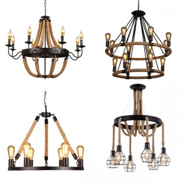 CANOPY FRENCH COUNTY INDUSTRIAL ROPE LIGHTING CHANDELIER